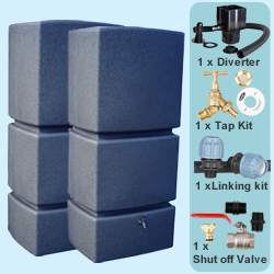 800 Litre Water Butt Twin Pack Linked Millstone