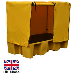 8 Drum Plastic Spill Pallet - Yellow c/w Framed Cover