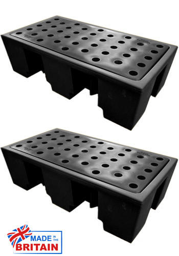 Ecosure 2 Drum Plastic Spill Pallet X 2 Black