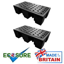 Ecosure 2 Drum Plastic Spill Pallet X 2 Black