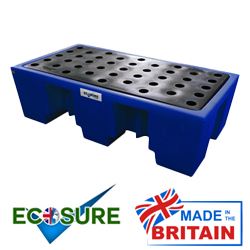 Ecosure 2 Drum Plastic Spill Pallet - PE Grid - Blue