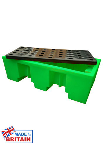 Ecosure 2 Drum Plastic Spill Pallet PE Grid Green