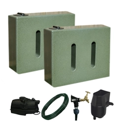 2 x 400 Litres Water Butts In Green Marble Easy Connect System