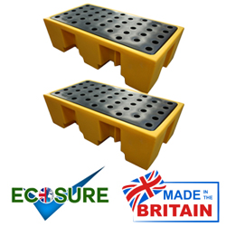 Ecosure 2 Drum Plastic Spill Pallet X 2 Yellow