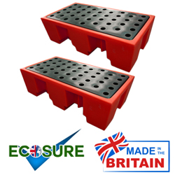 Ecosure 2 Drum Plastic Spill Pallet X 2 Red