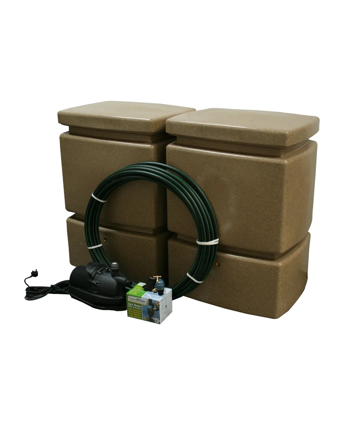 2 x 525 Litre EasyConnect Rainwater Harvesting System Sandstone