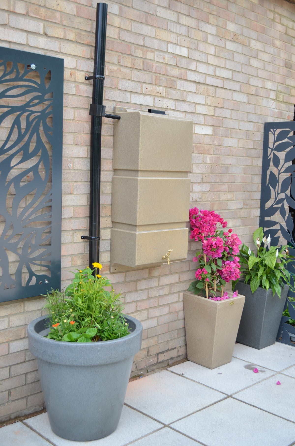 100 Litre Wall Mounted Water Butts - Sandstone