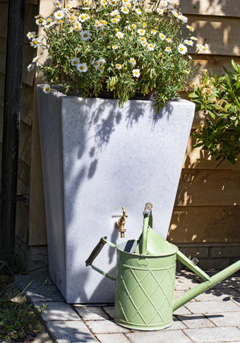 Cambridge Water Butt Planter In White Marble